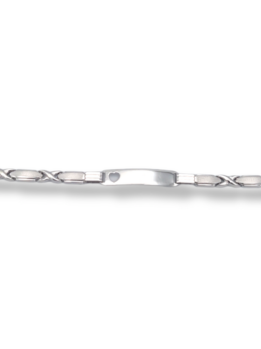 14k White Gold Children's X's & O's ID Bracelet