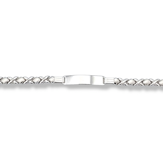 14k White Gold Children's X's & O's ID Bracelet