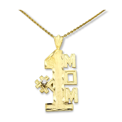 14k Diamond #1 Mom Charm