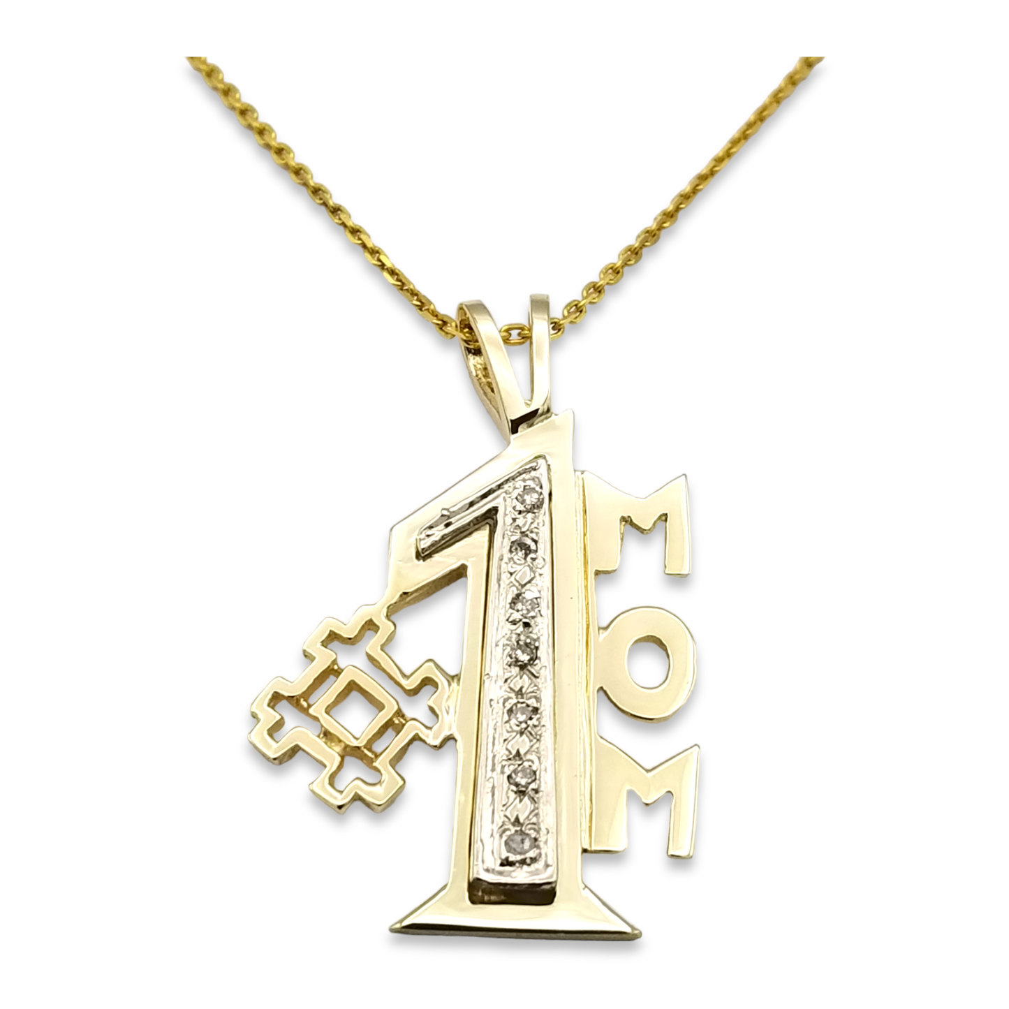 14k Diamond #1 Mom Charm