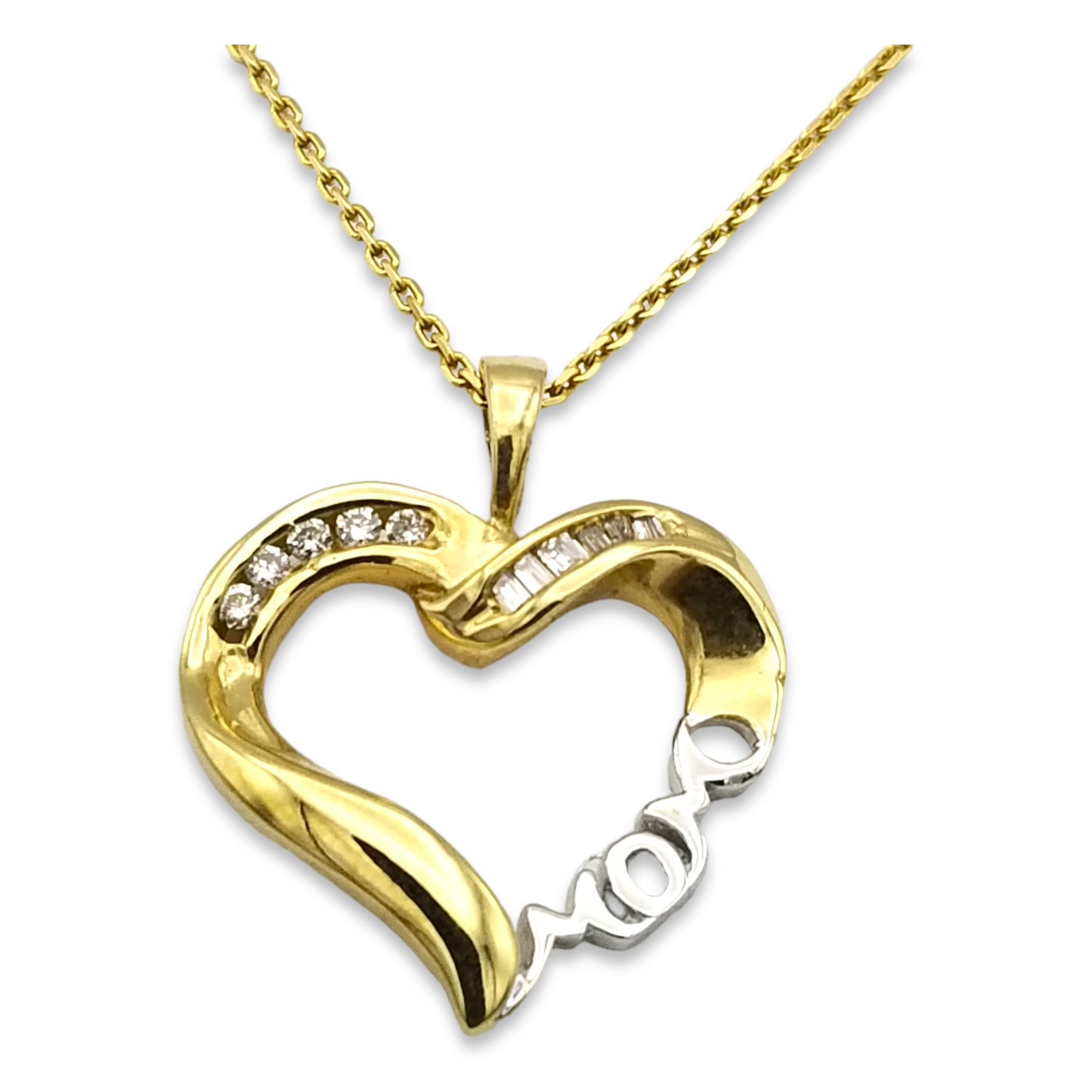 14k Two-Tone Diamond Mom Heart Charm