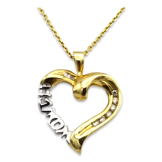 14k Two-Tone #1 Mom Heart Charm