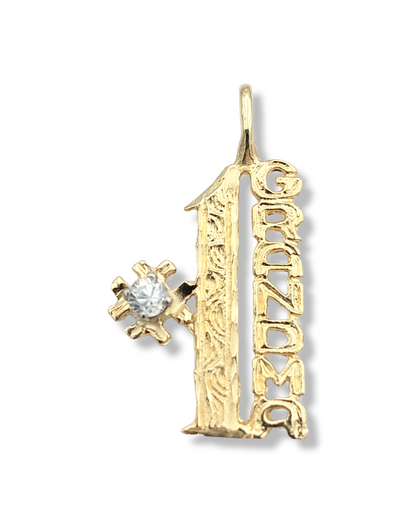 14k CZ #1 Grandma Charm