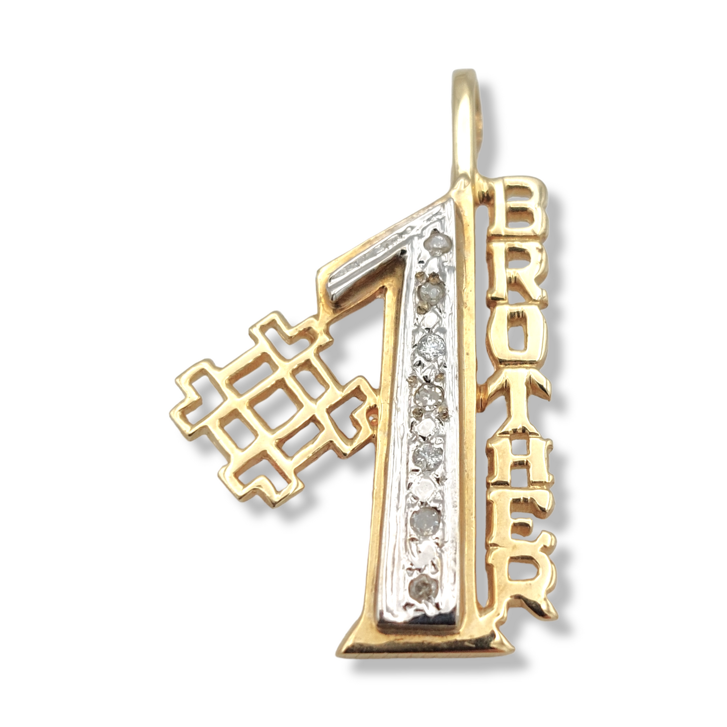 14k Diamond #1 Brother Charm