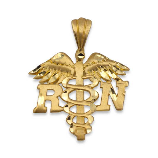 14k Nurses R N Caduceus Charm