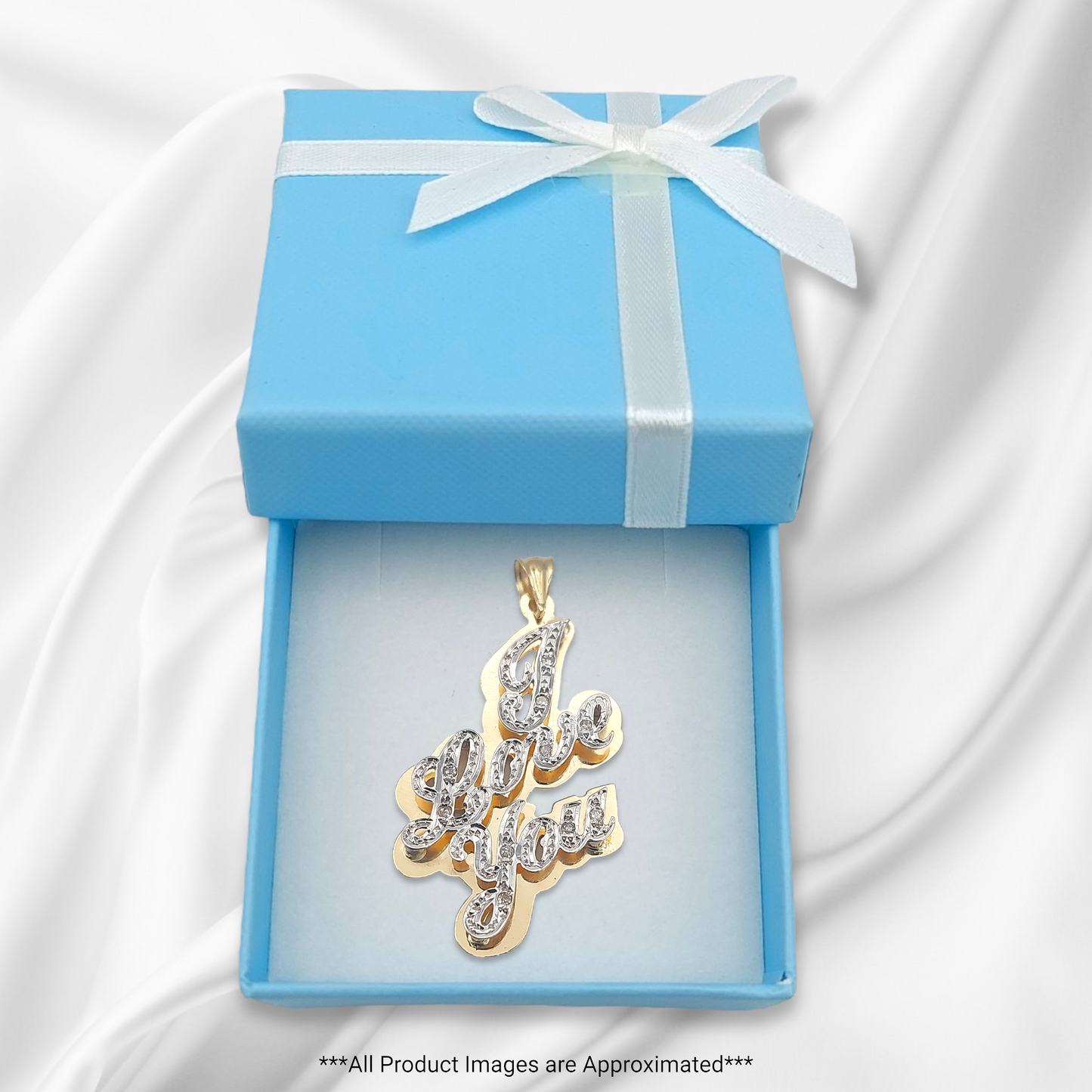 14k Two-Tone Diamond I Love You Charm