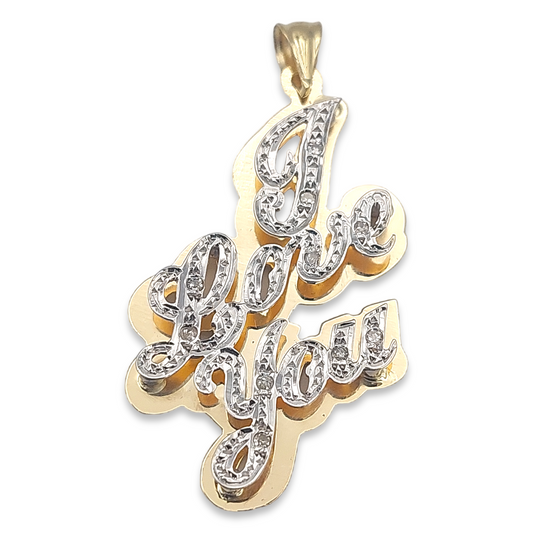 14k Two-Tone Diamond I Love You Charm