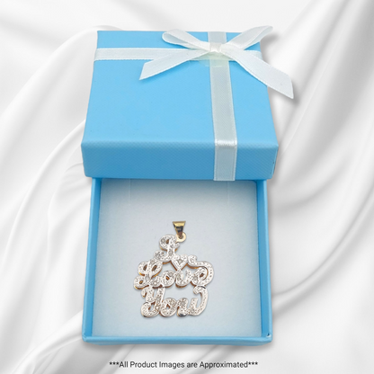 14k Two-Tone Diamond I Love You Charm