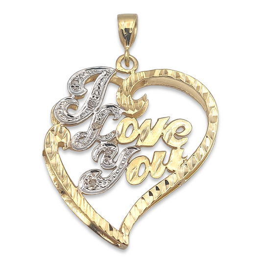 14k Two-Tone Diamond I Love You Heart Charm