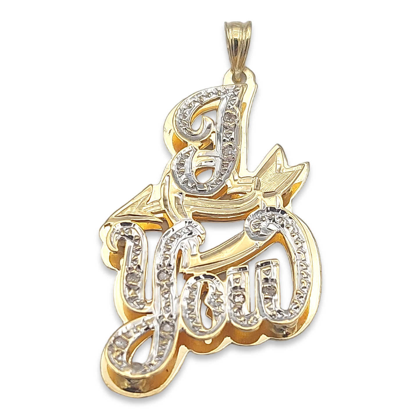 14k Two-Tone Diamond I Love You Charm