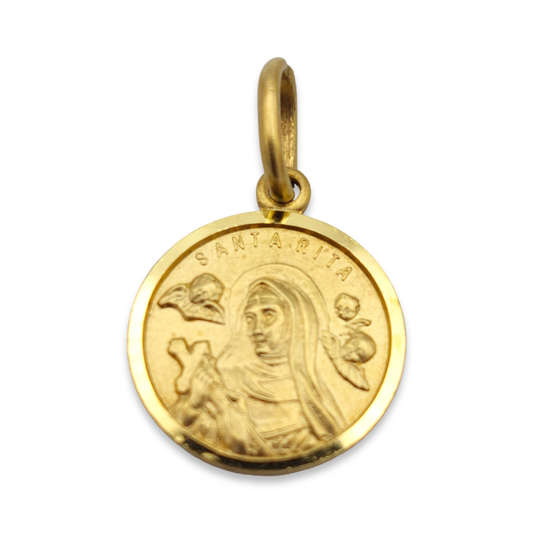 14k Santa Rita Medallion - 23 mm