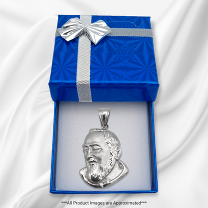 14k White Padre Pio Charm - 35 mm