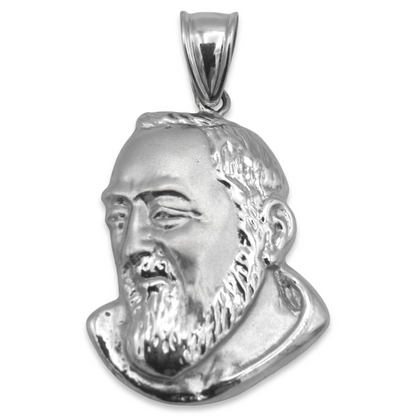 14k White Padre Pio Charm - 35 mm