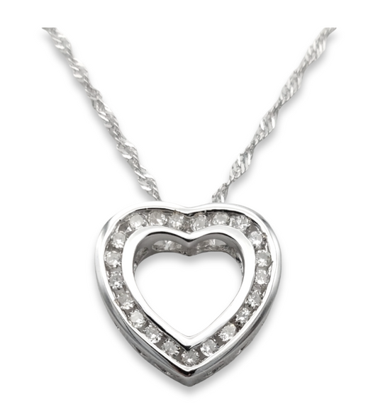 14k White Gold Diamond Heart Pendant - 0.63 ct. TDW