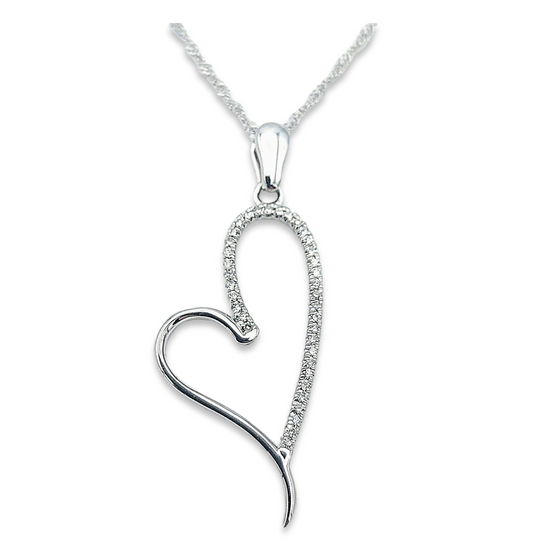 14k White Gold Diamond Heart Pendant - 0.11 ct. TDW