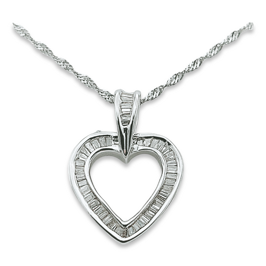 14k White Gold Diamond Heart Pendant - 0.50 ct. TDW