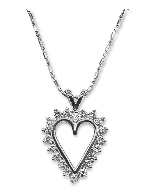 14k White Gold Diamond Heart Pendant - 0.63 ct. TDW