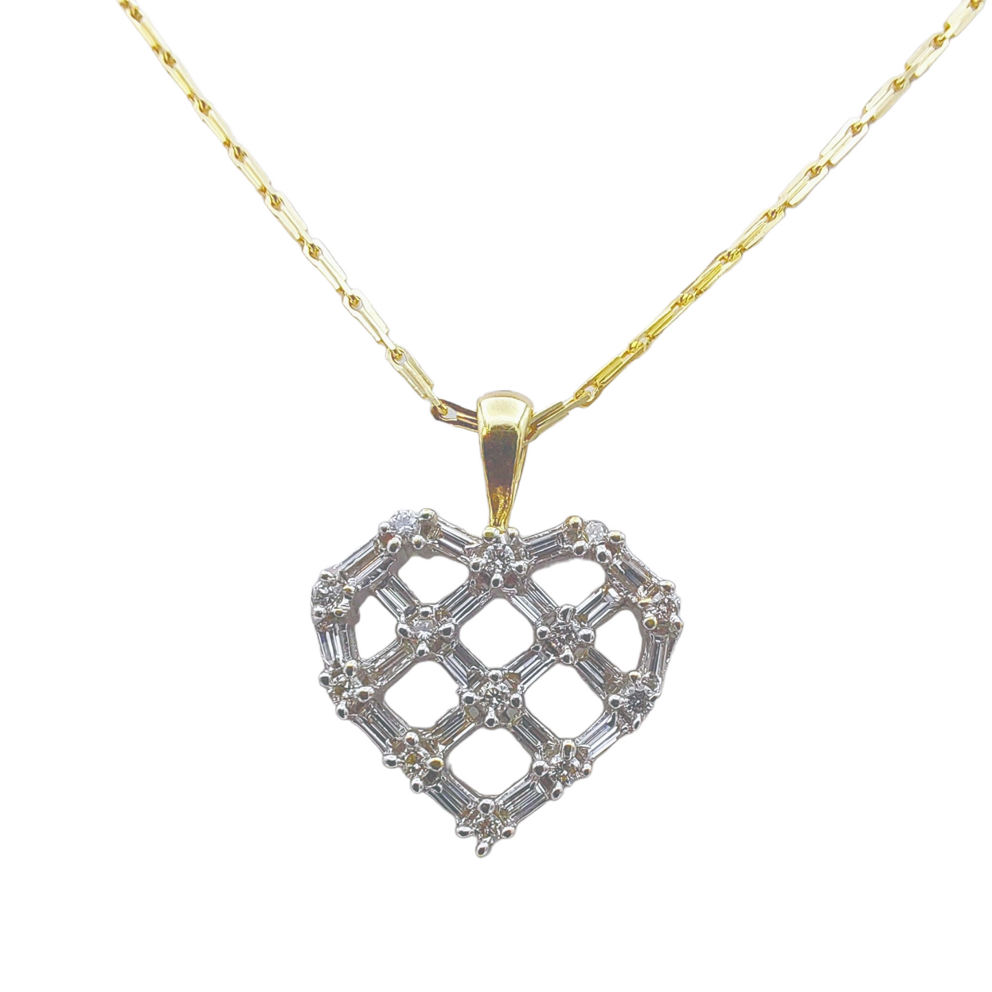 14k Two-Tone Diamond Heart Pendant - 0.50 ct. TDW