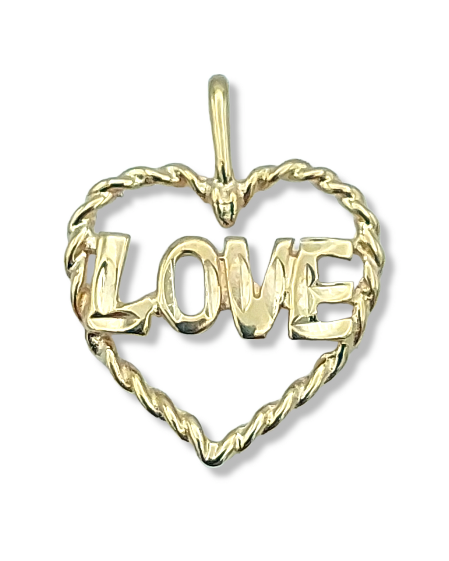 14k 'LOVE' Heart Charm