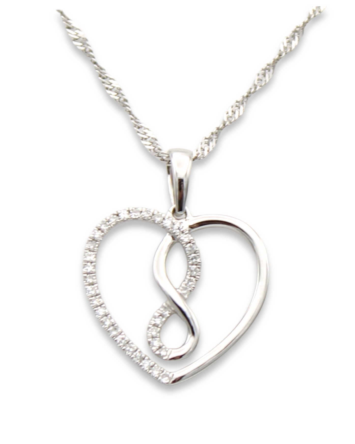 14k Gold Diamond Infinity Heart Pendant - 0.12ct TDW