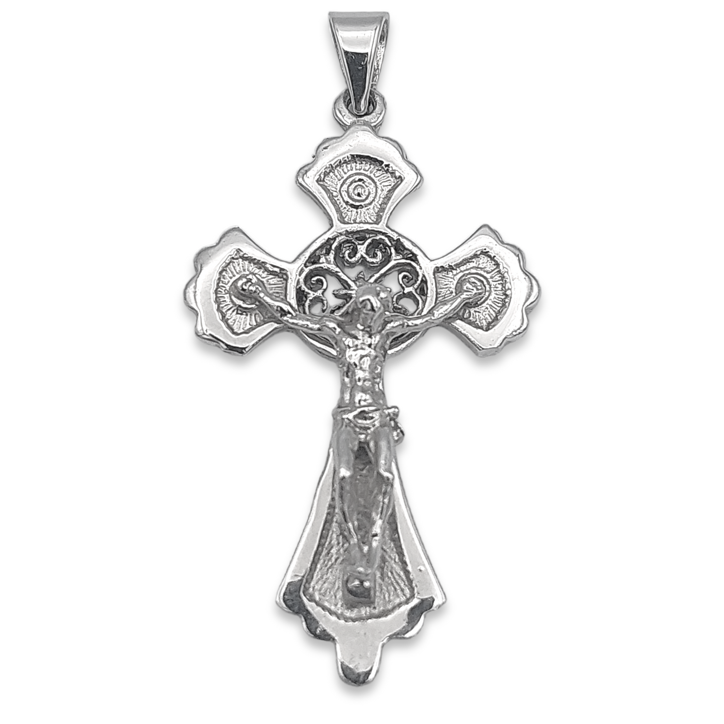 14k White Crucifix Pendant