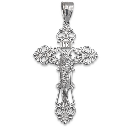 14k White Crucifix  Pendant