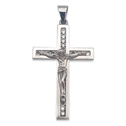 14k White Crucifix Pendant