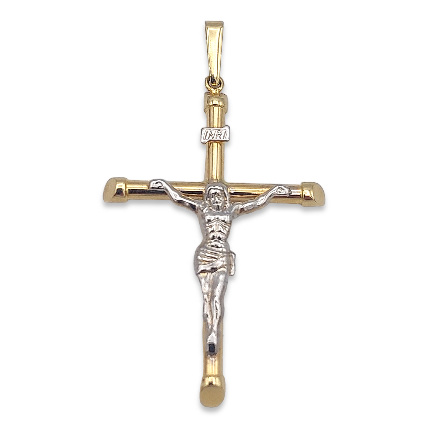 14k Two-Tone Crucifix Pendant