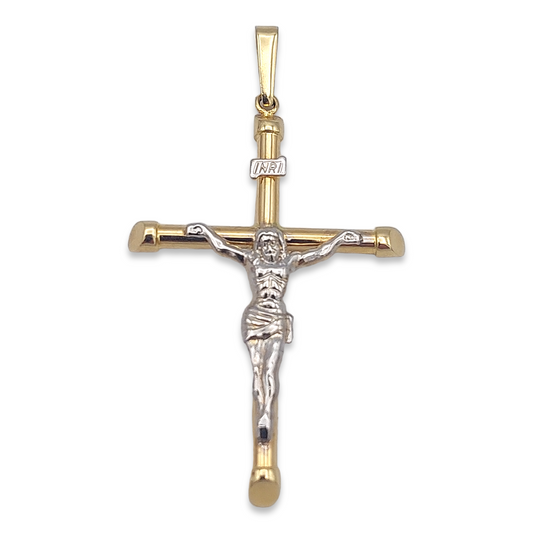 14k Two-Tone Crucifix Pendant