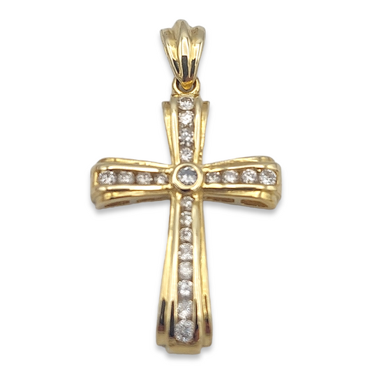 14k Diamond Cross Pendant