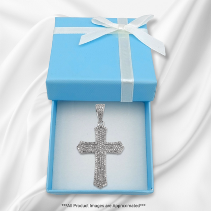 14k White Diamond Cross Pendant