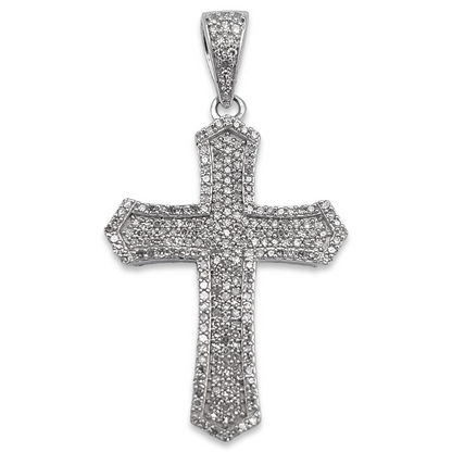 14k White Diamond Cross Pendant