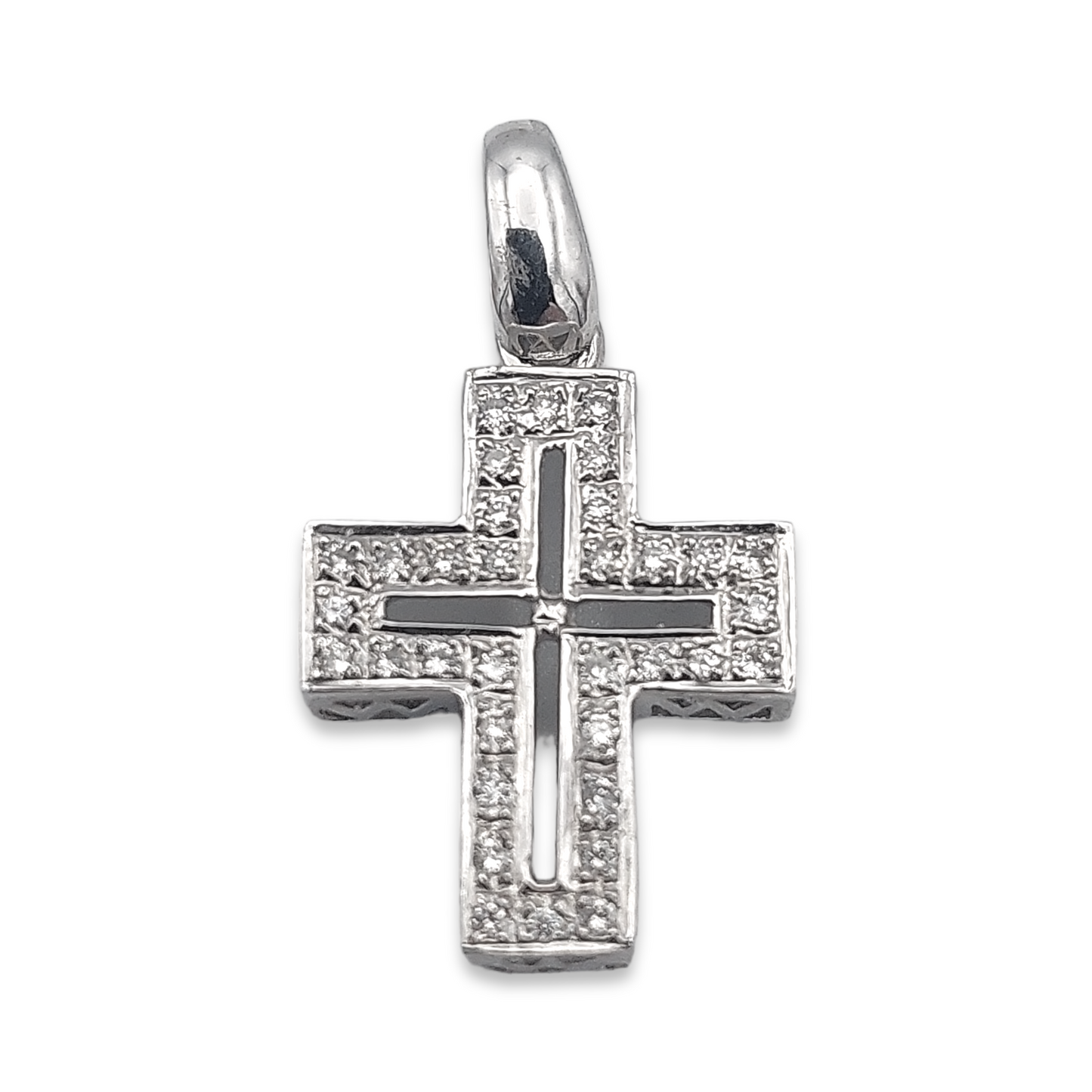 14k White Diamond Cross Pendant