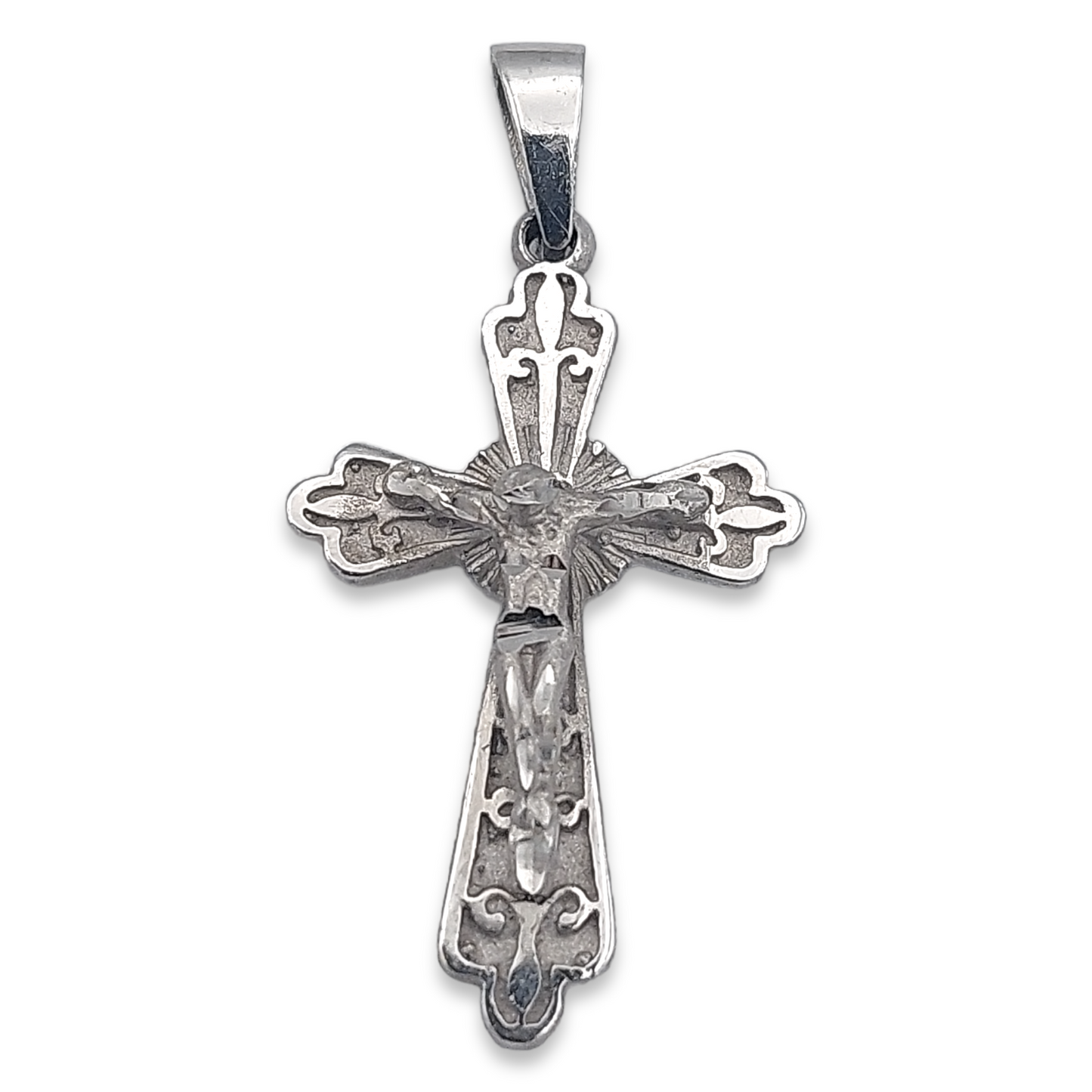 14k White Crucifix Pendant