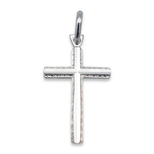 14k White Cross Pendant