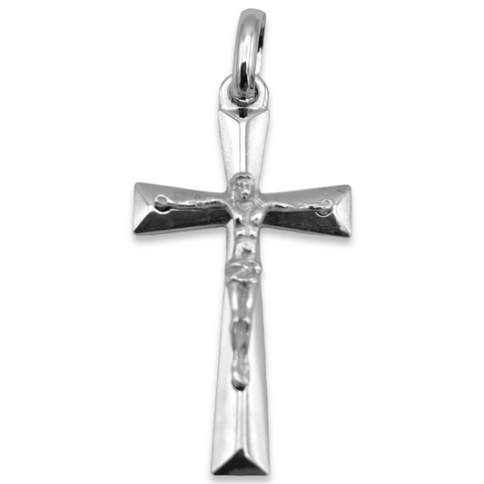 14k White Crucifix Pendant