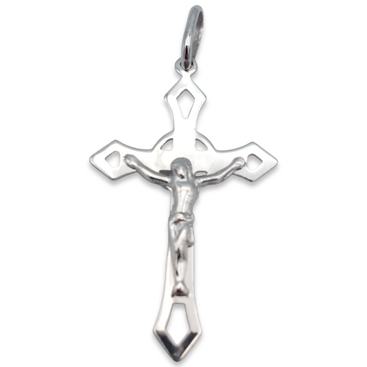 14k White Crucifix Pendant