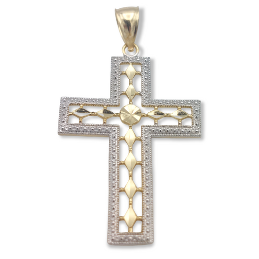 14k Two-Tone Cross Pendant