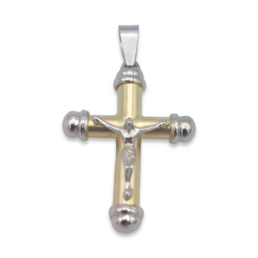 14k Two-Tone Crucifix Pendant