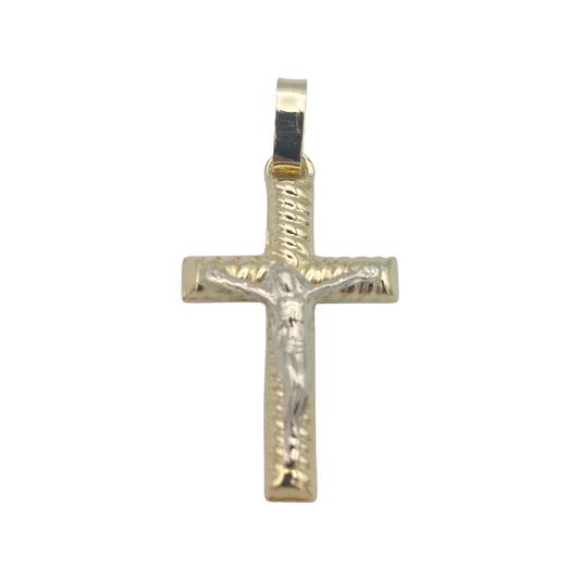 14k Two-Tone Crucifix Pendant