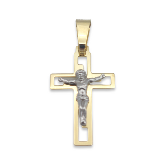 14k Two-Tone Crucifix Pendant