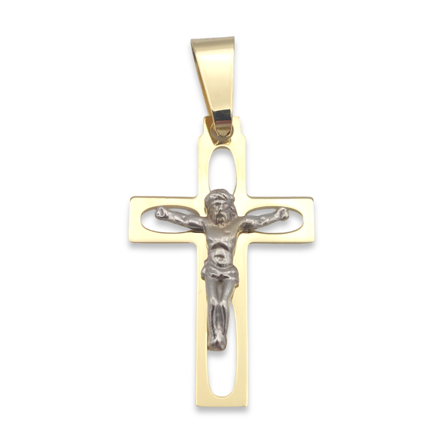 14k Two-Tone Crucifix Pendant