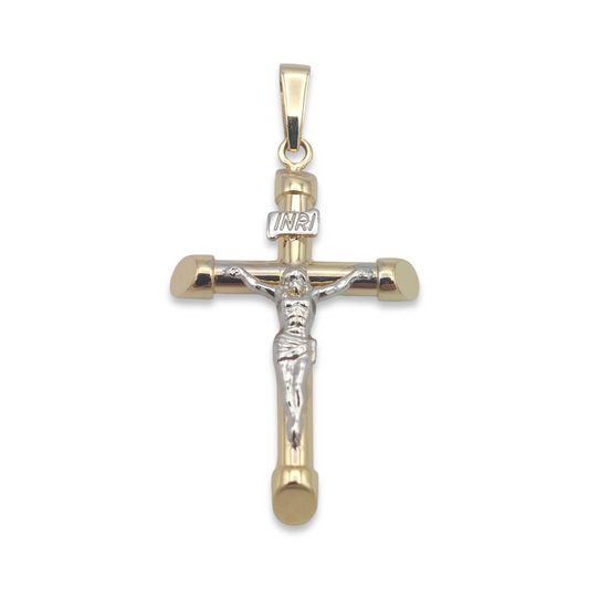 14k Two-Tone Crucifix Pendant