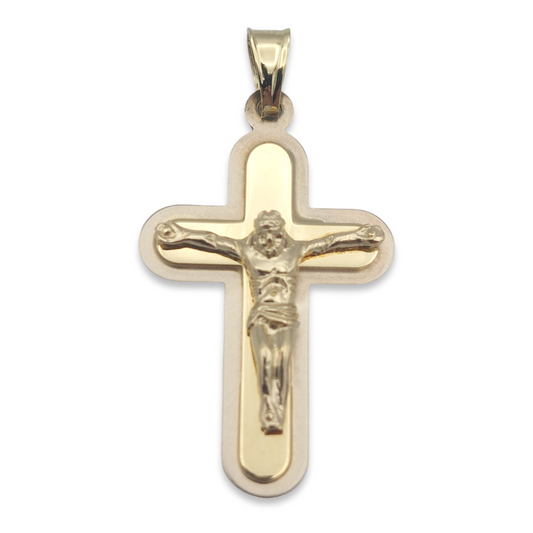 14k Two-Tone Crucifix Pendant