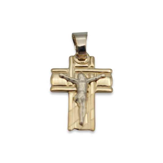 14k Two-Tone Crucifix Pendant