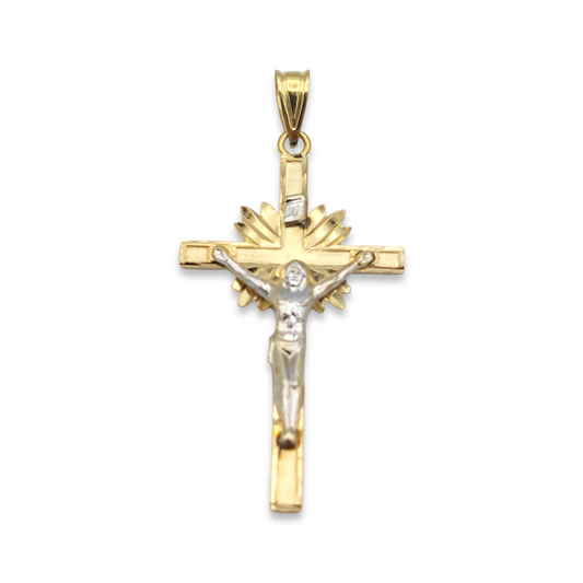 14k Two-Tone Crucifix Charm Pendant