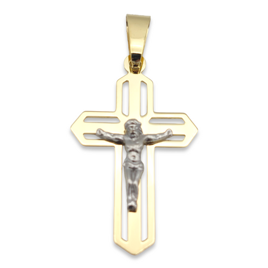 14k Two-Tone Crucifix Pendant