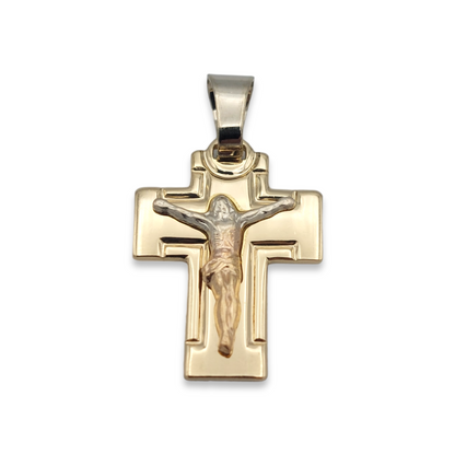 14k Tri-Color Crucifix Pendant