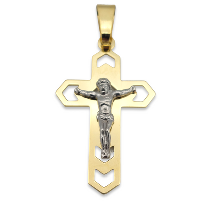 14k Two-Tone Crucifix Pendant