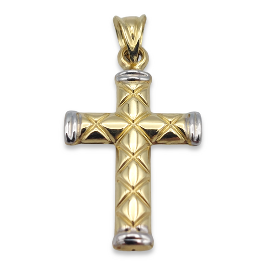 14k Two-Tone Cross Pendant